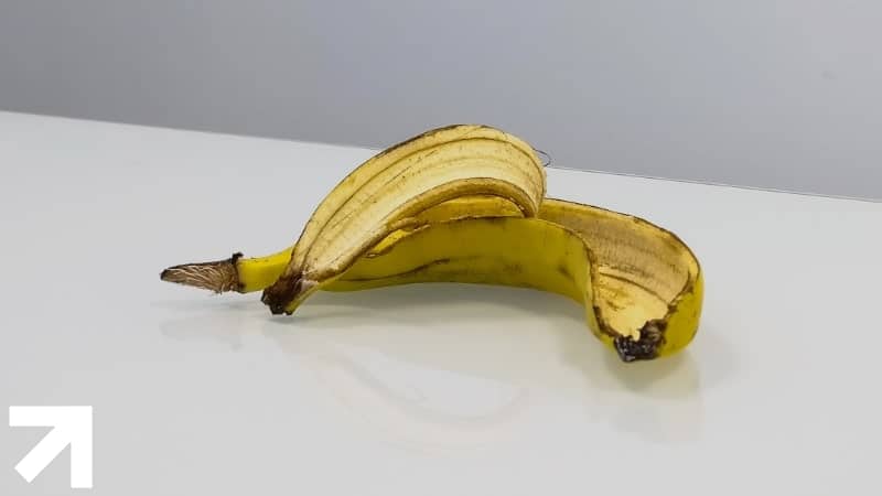 casca de banana jogada em cima da mesa